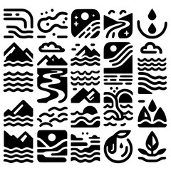 rivers and lakes Icon Set