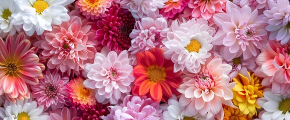 Floral Background with Pink, Red, White and Orange Flowers, Flower Arrangement