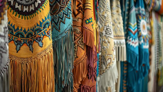 Vibrant Collection of Handwoven Textiles with Fringes