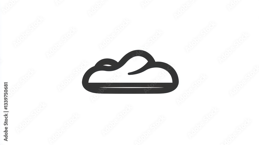 Poster minimalist cloud icon design for digital and print use simple black outline on white backgroun