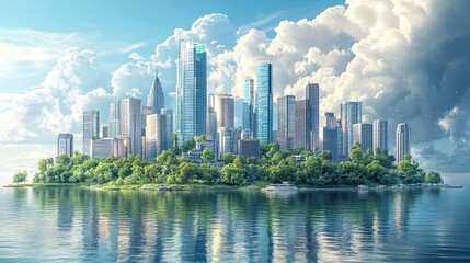 Obraz premium Smart City Design Featuring Technology Integration, Sustainable Urban Development, and Efficient Infrastructure, Ideal for Modern Cities, Urban Innovation Projects, and Smart City Planning and 