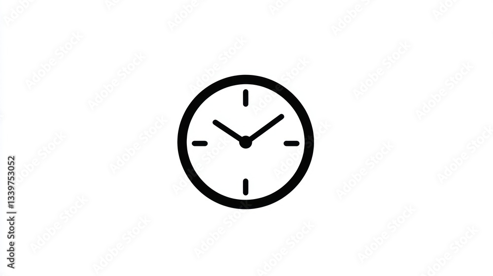 Poster simple clock icon design for time management and scheduling needs