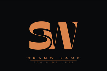 SW initial letter logo design. Letter S and W luxury alphabet letter logo icon template