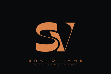 SV initial letter logo design. Letter S and V luxury alphabet letter logo icon template