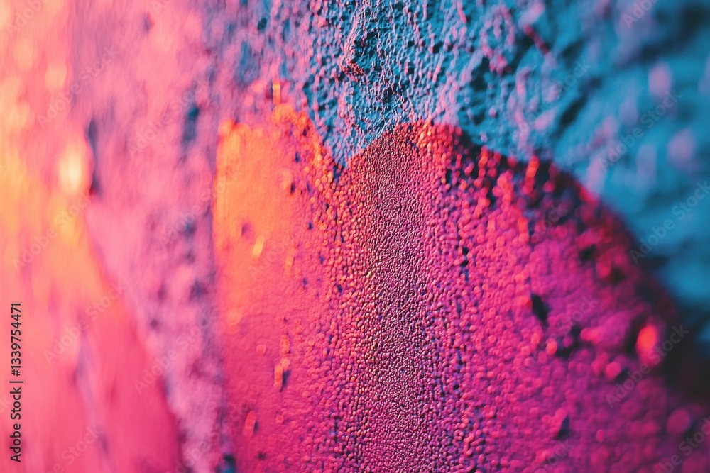 Poster abstract close-up of a textured surface with vibrant pink and blue color gradients, creating a moder