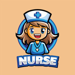 Playful Cartoon Nurse Mascot in Vector Graphics Format