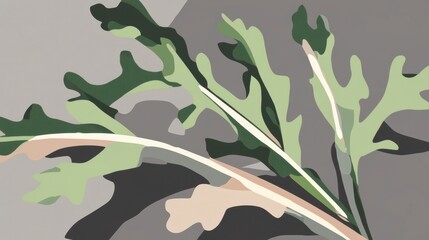 Abstract Botanical Leaf Art: A Vibrant Green Leaf Design