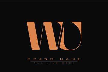WU initial letter logo design. Letter W and U luxury alphabet letter logo icon template