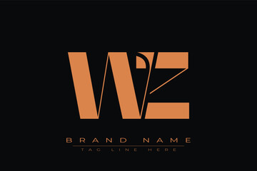 WZ initial letter logo design. Letter W and Z luxury alphabet letter logo icon template