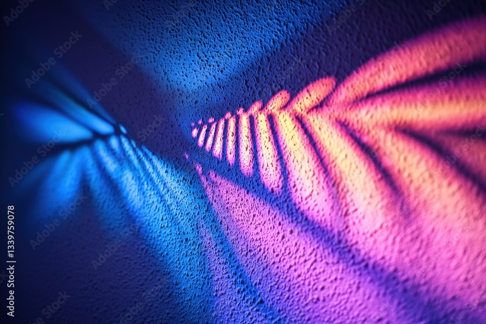 Poster abstract shot of vibrant light and shadow patterns on a textured surface, creating a visually intrig