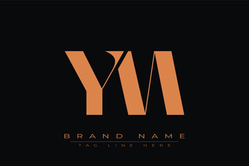 YM initial letter logo design. Letter Y and M luxury alphabet letter logo icon template