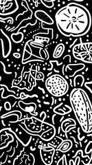 Abstract Black and White Doodle Art Pattern