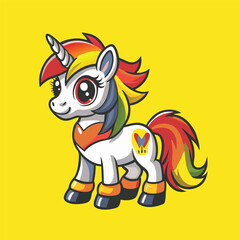 Naklejka premium Rainbow Pony Character Vector Illustration in Vibrant EPS 10 Format