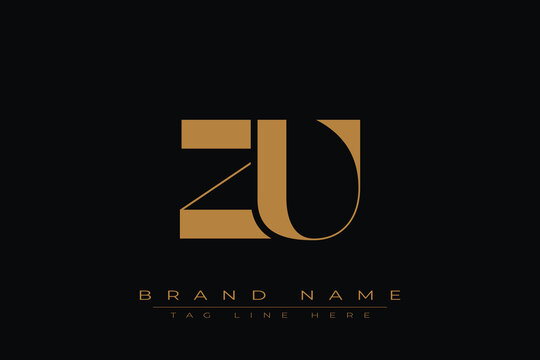 ZU initial letter logo design. Letter Z and U luxury alphabet letter logo icon template