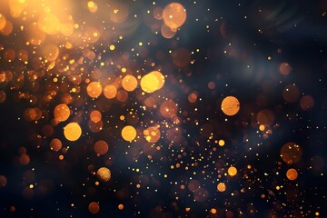 Obraz premium Golden Bokeh Lights Background: Sparkling Glitter Texture for Festive Holiday Season