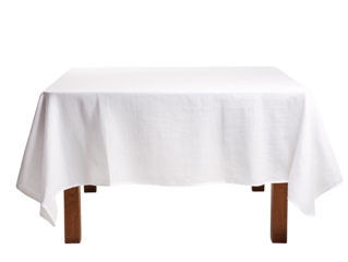 a white tablecloth on a table