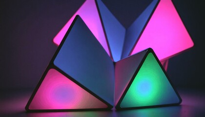 Vibrant Neon Triangles with Dynamic Shadows