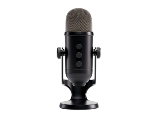 a black microphone with a stand