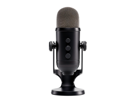 a black microphone with a stand