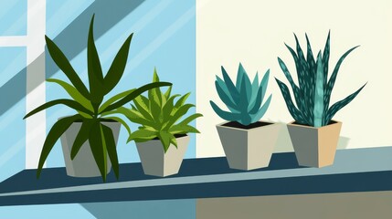 Stylish Indoor Plants on a Shelf - A Modern Botanical Display