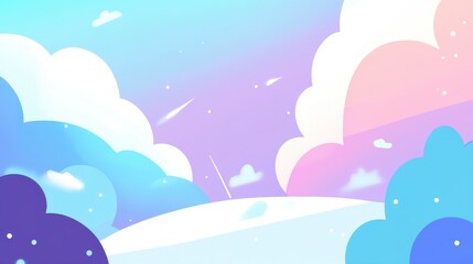 Dreamy Pastel Landscape with Clouds, A Whimsical Sky Design