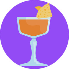 A glass of cocktail with a vibrant, colorful mix.