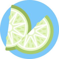 Lime wedges: Sliced lime pieces often added to drinks for decoration and zest.