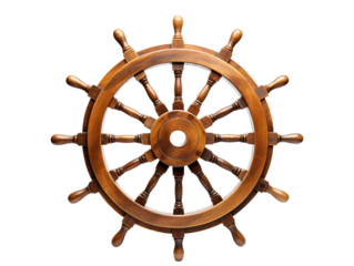 a wooden steering wheel with spokes