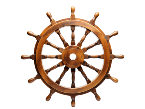 a wooden steering wheel with spokes