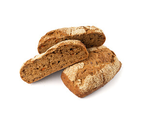 Whole wheat brown bread isolated, fitness pumpkin carrot buns with seeds, cereal bread