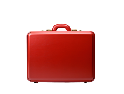 a red briefcase with a handle