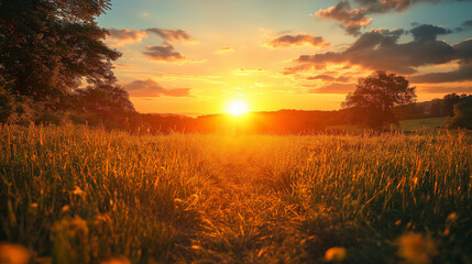 sunset over the field