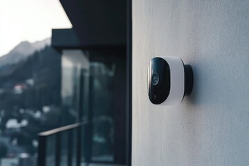 Outdoor security camera mounted on a wall (1)