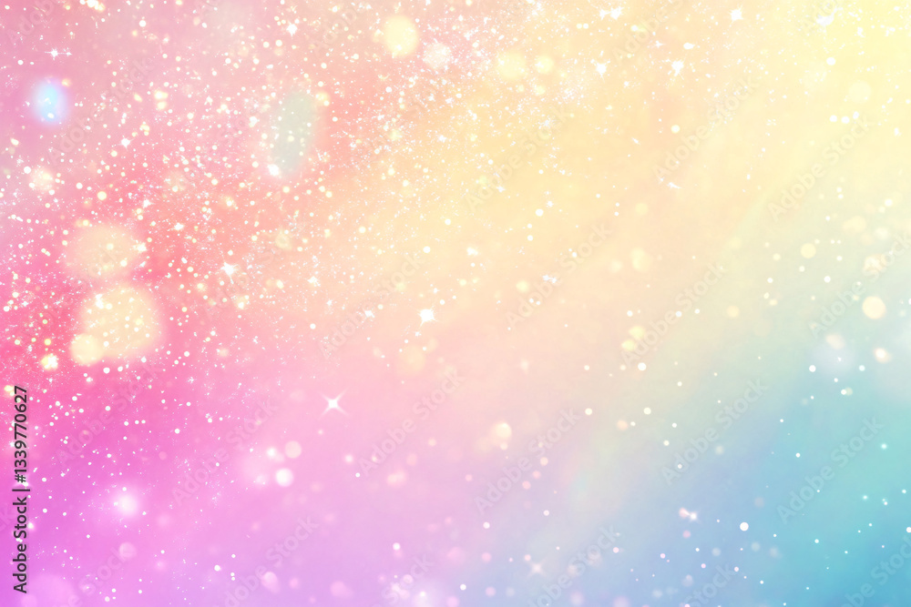 Aufkleber description a dreamy pastel colored background sparkles with light bokeh and soft glowing particles 