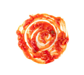 Tomato sauce with vegetables isolated, red sweet and sour pasta marinara sauce, mexican dip smear