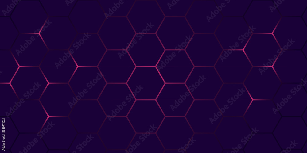 Poster sci-fi cyberpunk honeycomb grid design. glowing hexagon mesh with dark aesthetic. hexagon. vector.