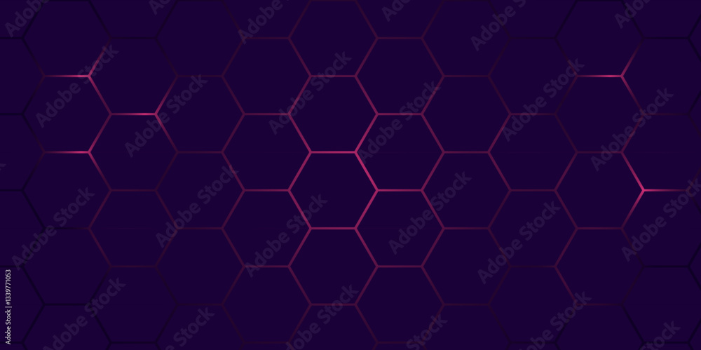 Poster sci-fi cyberpunk honeycomb grid design. glowing hexagon mesh with dark aesthetic. hexagon. vector.