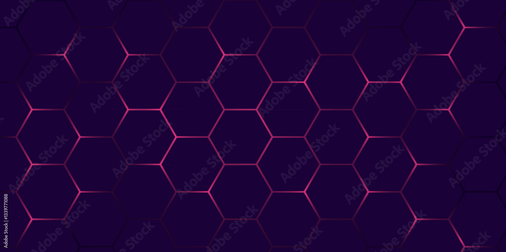 Aufkleber futuristic hexagonal grid pattern background. dark purple honeycomb texture with glowing edges. hexa