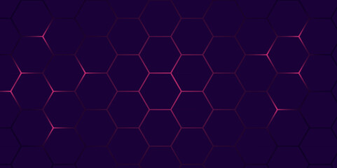 Sci-Fi Cyberpunk Honeycomb Grid Design. Glowing Hexagon Mesh with Dark Aesthetic. Hexagon. Vector. 