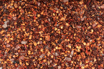 Chili and salt seasoning, red chilli pepper spice powder, dry crushed hot pepper flakes