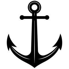 anchor simple black silhouette, Black silhouette vector icon, silhouette illustration