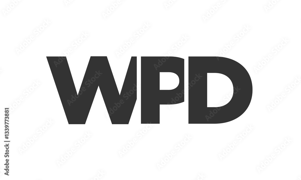 Poster wpd logo design template with strong and modern bold text. initial based vector logotype featuring s
