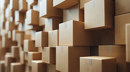 Stack of Cardboard Boxes Isolated for Shipping and Storage Solutions, Representing Logistics, E-Commerce, and the Process of Storing and Shipping Goods in an Organized System.