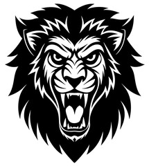 Fototapeta premium Angry Chimpanzee head simple black silhouette, Black silhouette vector icon, silhouette illustration
