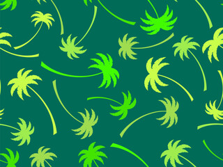 Palm trees seamless pattern. Summer time, wallpaper with tropical palm trees pattern. Design for printing t-shirts, banners and promotional items. Vector illustration