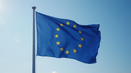 European Union flag. Waving flag of Europe
