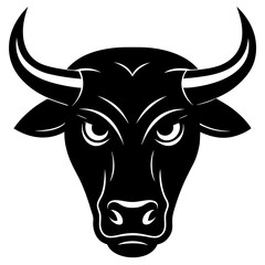Angry bull head simple black silhouette, Black silhouette vector icon, silhouette illustration. Bull head