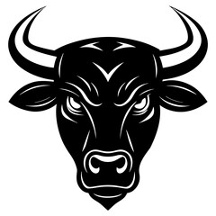 Angry bull head simple black silhouette, Black silhouette vector icon, silhouette illustration. Bull head