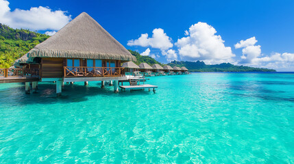 Luxury Overwater Bungalows in a Tropical Paradise with Crystal Clear Waters
