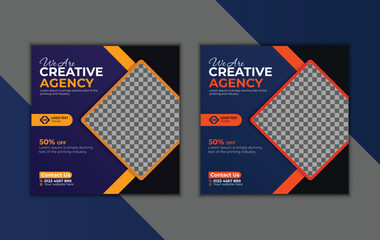 Creative marketing agency business social media post or corporate editable posts, banners, and stories for instagram and facebook square banner templates.